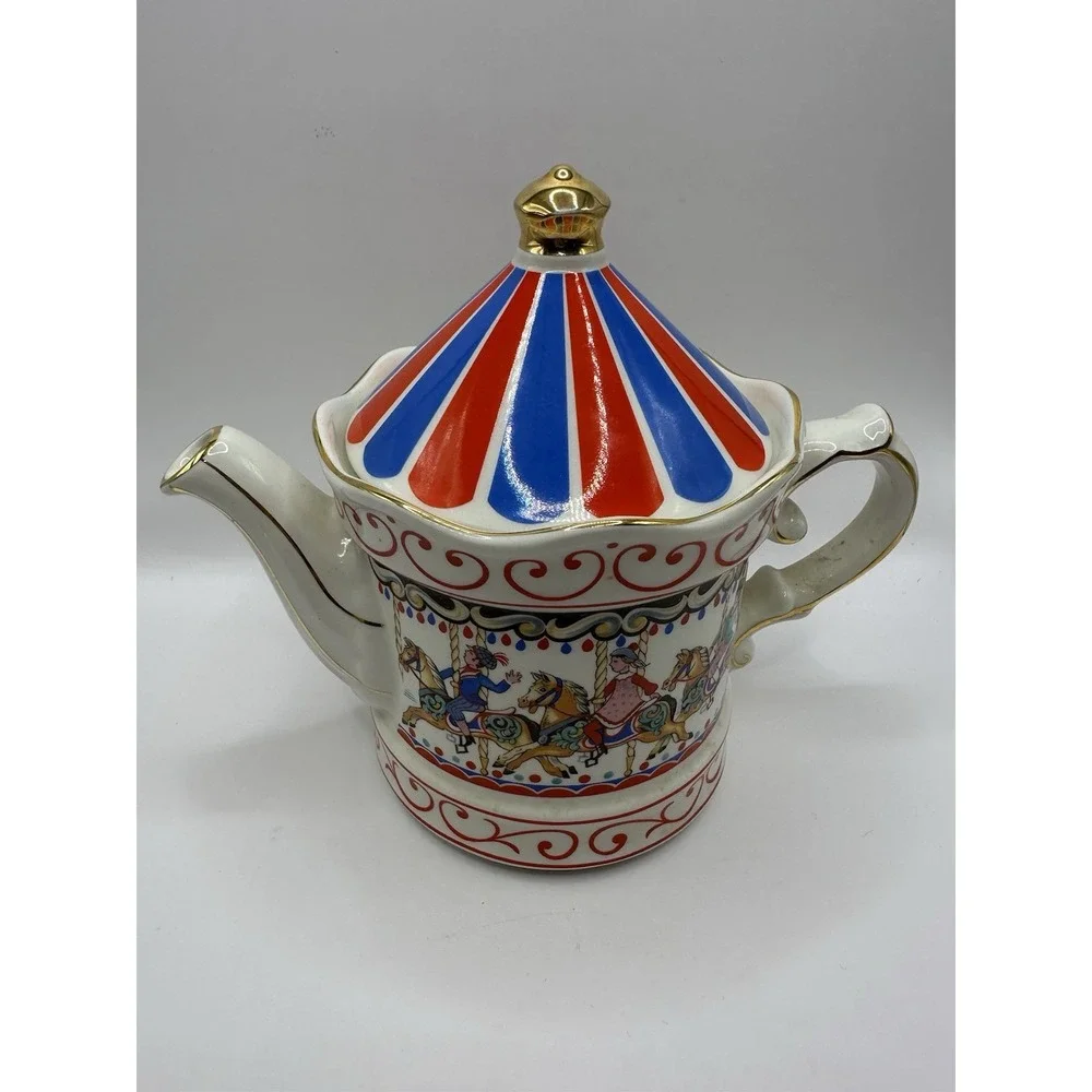 Sadler England Porcelain Carousel 2 Cup Teapot Tivoli Edwardian Entertainments